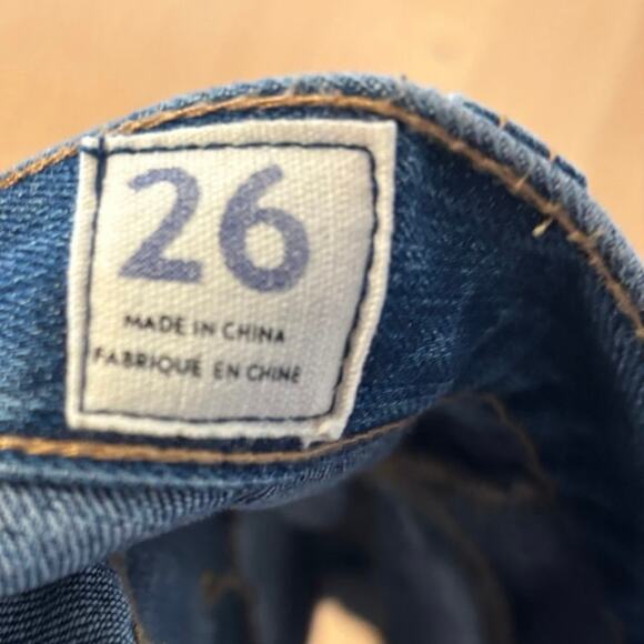 Free People Denim Jean Mini Skirt Pleated Distressed High Rise Sz 26 - Picture 5 of 6